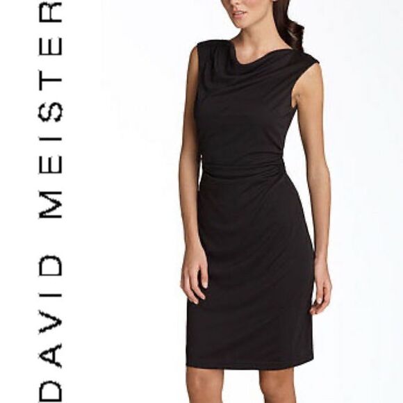 🛑David Meister Black Ruched Dress - Picture 1 of 8
